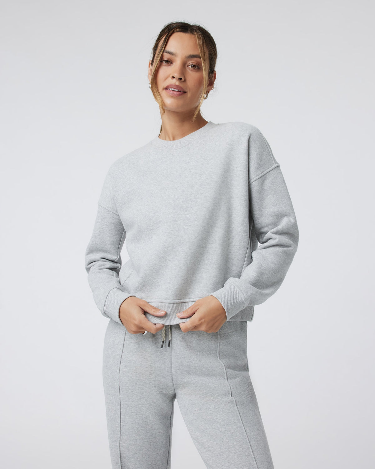 Restore Rib Crew | Light Heather Grey