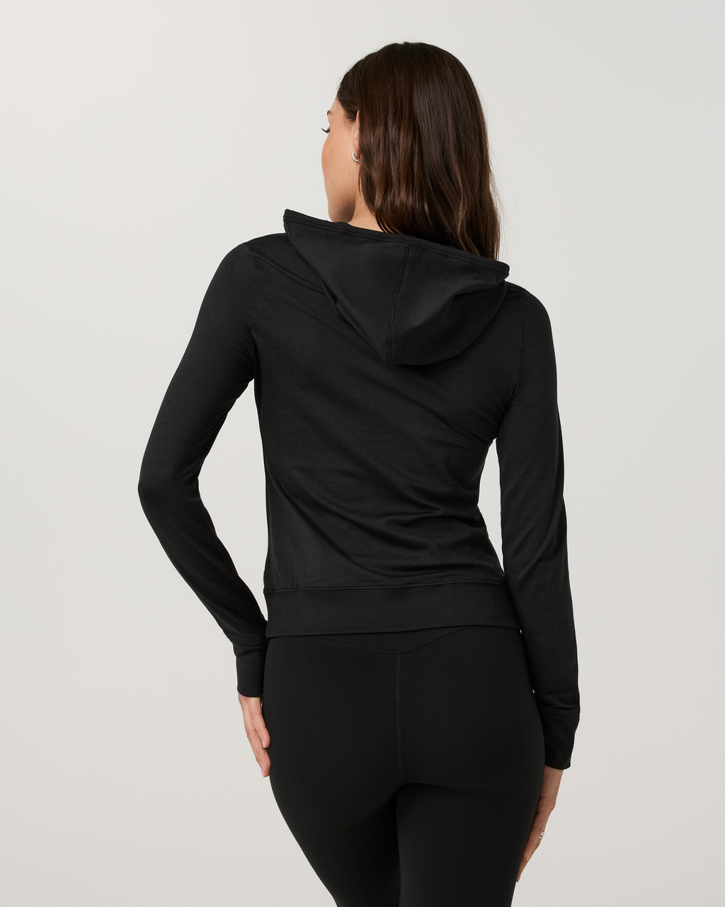 Halo Mini Full Zip Hoodie - Long | Black Heather