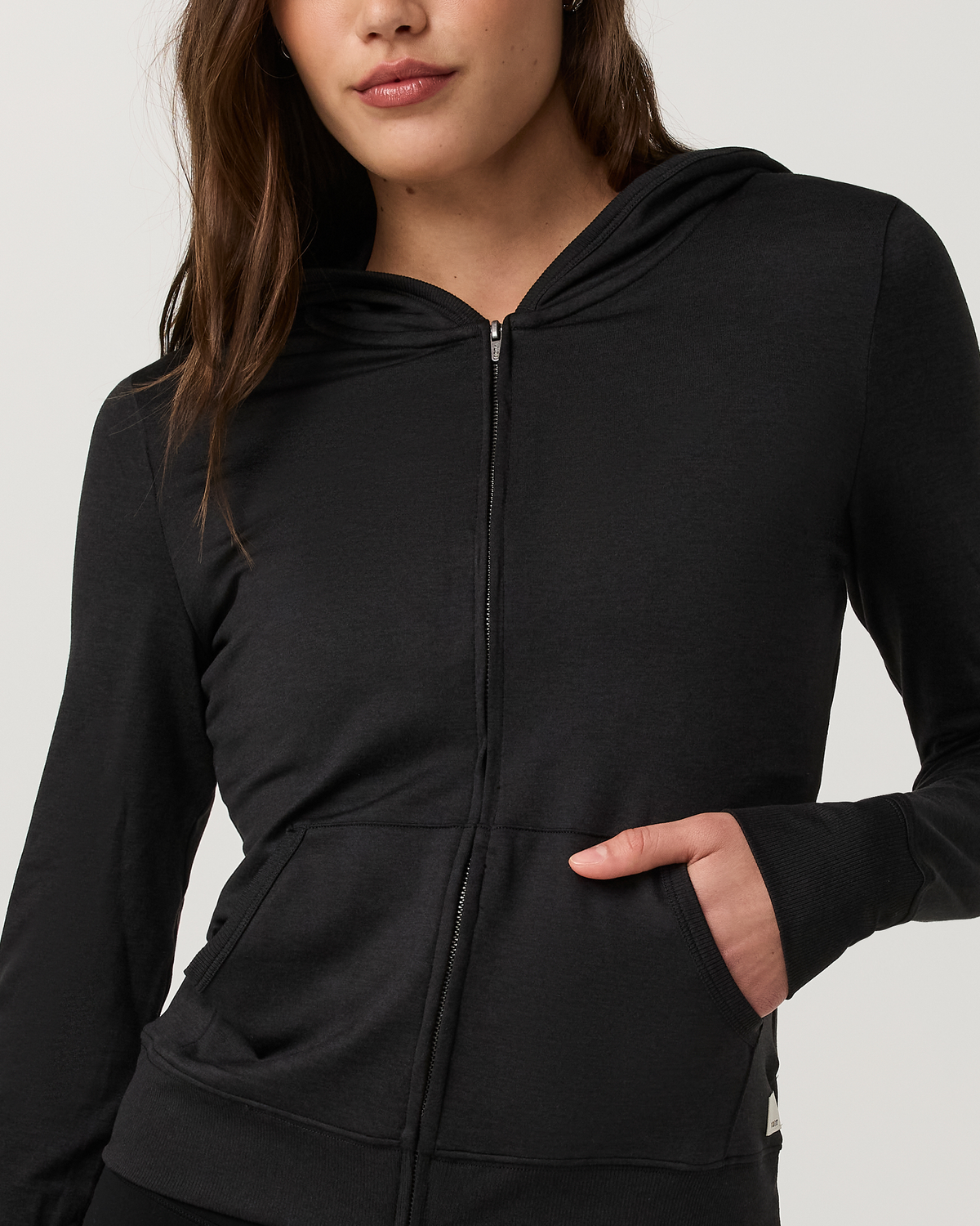 Halo Mini Full Zip Hoodie - Long | Black Heather