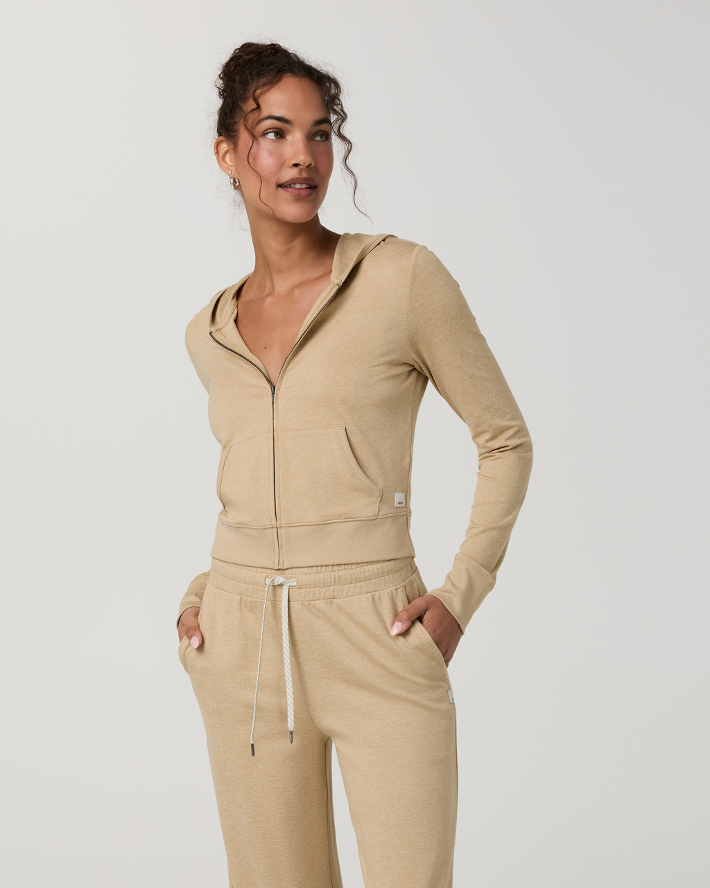 Halo Mini Full Zip Hoodie | Khaki Heather