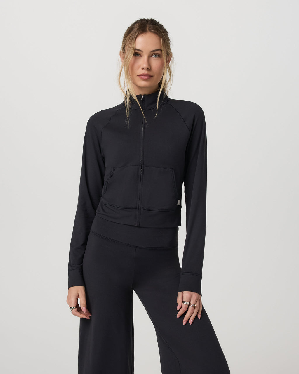 Halo Mini Track Jacket | Solid Black