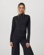 Halo Mini Track Jacket | Solid Black