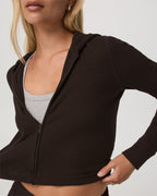 Waffle Full Zip Hoodie | Dark Java