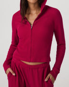 Waffle Full Zip Hoodie | Strawberry