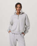 Restore Relaxed Half Zip Hoodie | Pale Grey Heather
