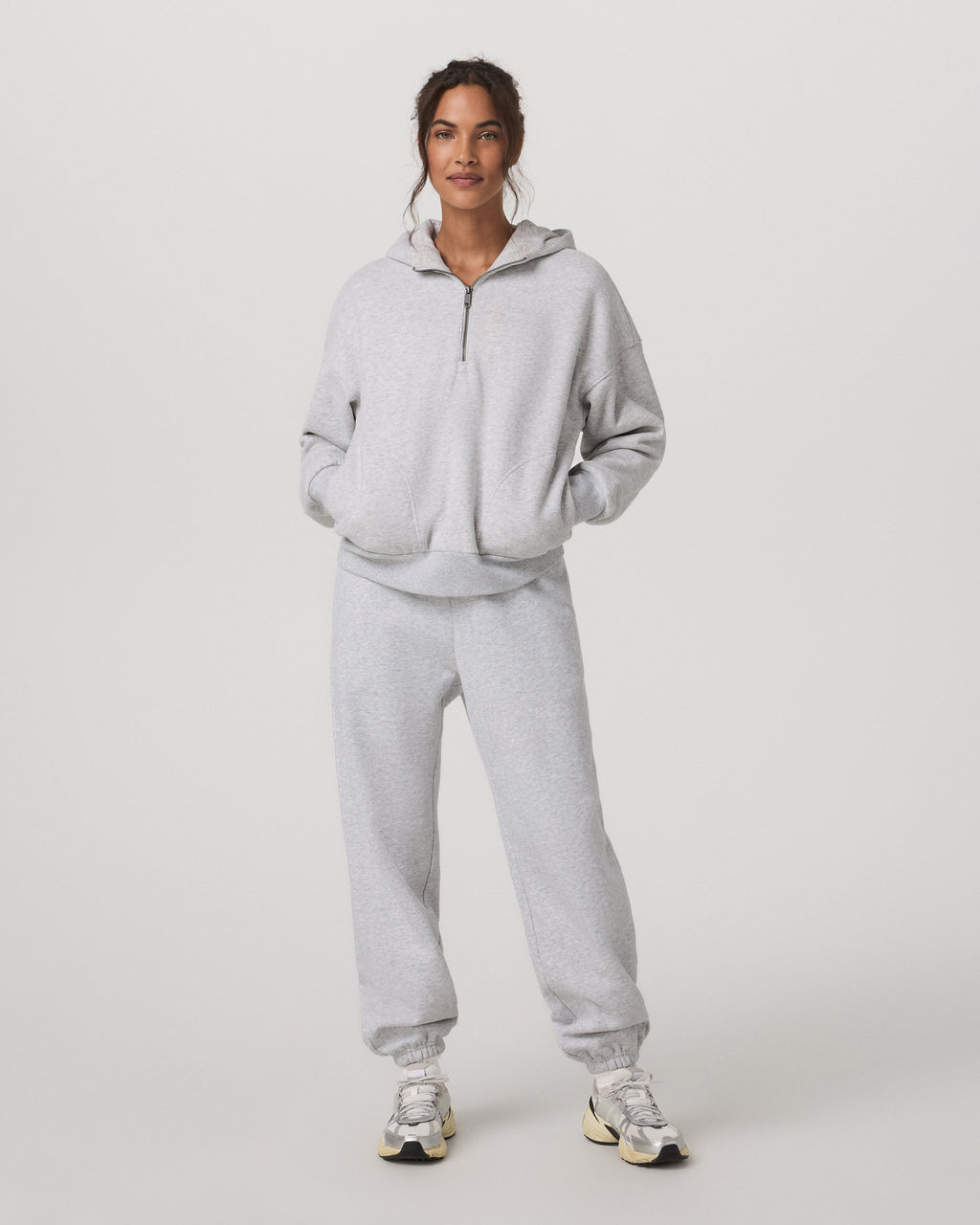 Restore Relaxed Half Zip Hoodie | Pale Grey Heather