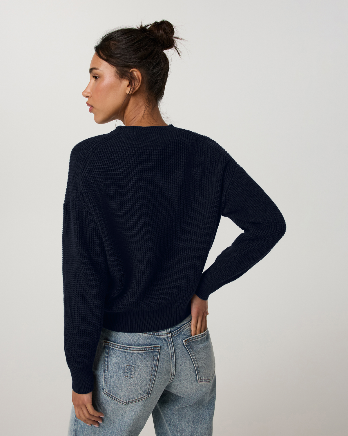 Cotton Waffle Sweater | Ink