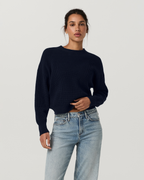 Cotton Waffle Sweater | Ink