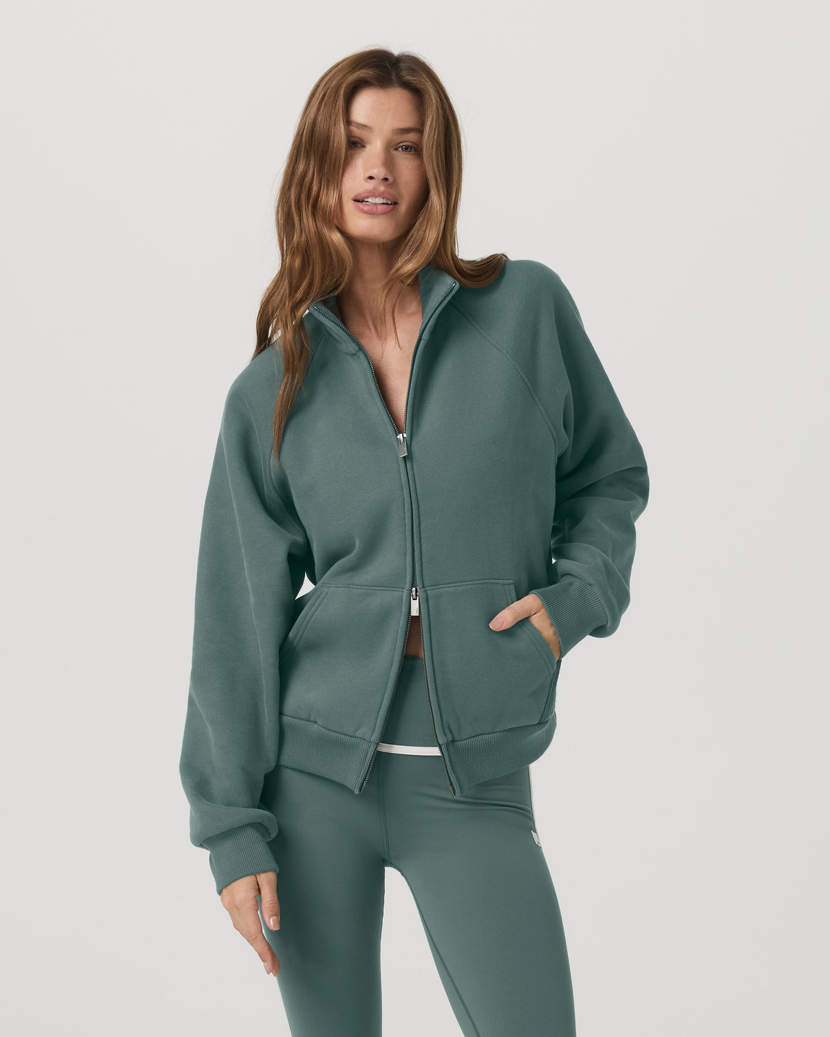 Restore Double Zip Sweatshirt | Agate Green