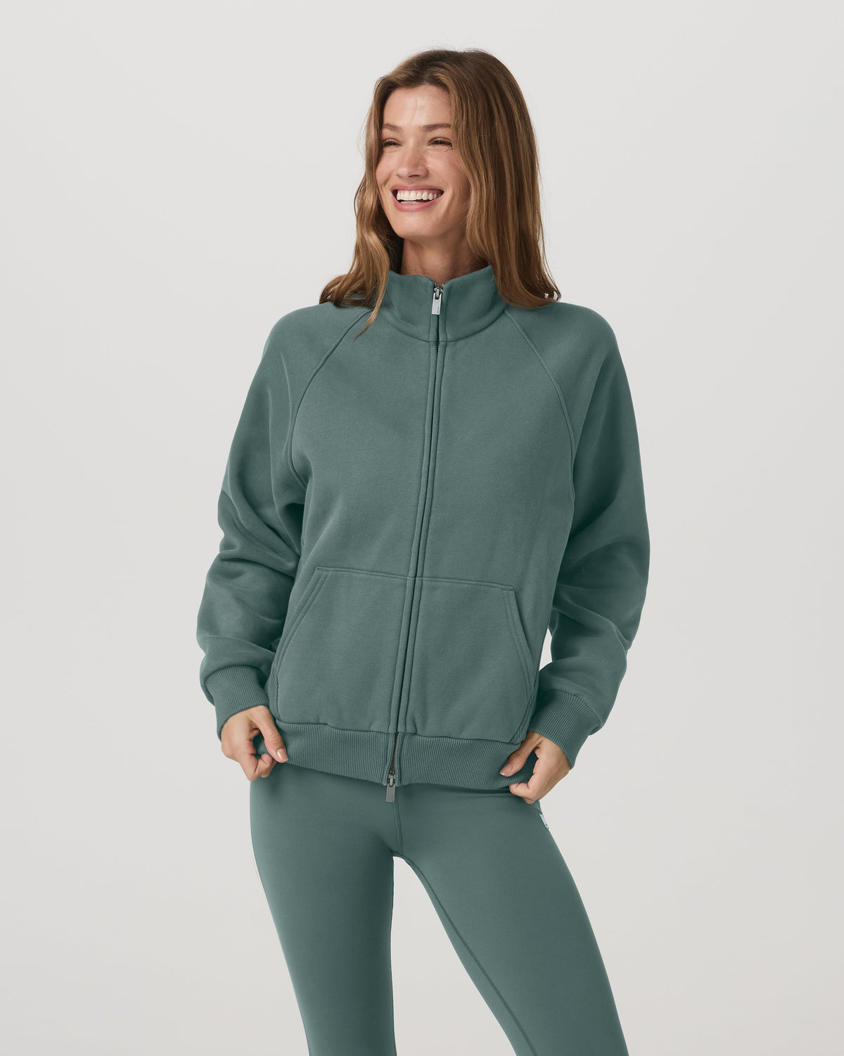 Restore Double Zip Sweatshirt | Agate Green