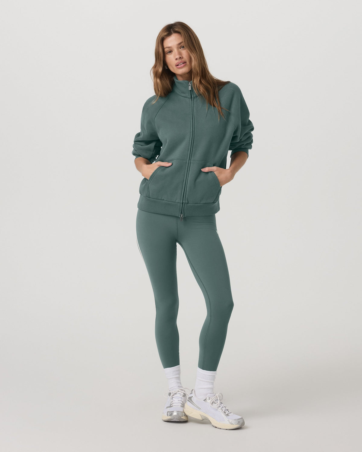 Restore Double Zip Sweatshirt | Agate Green
