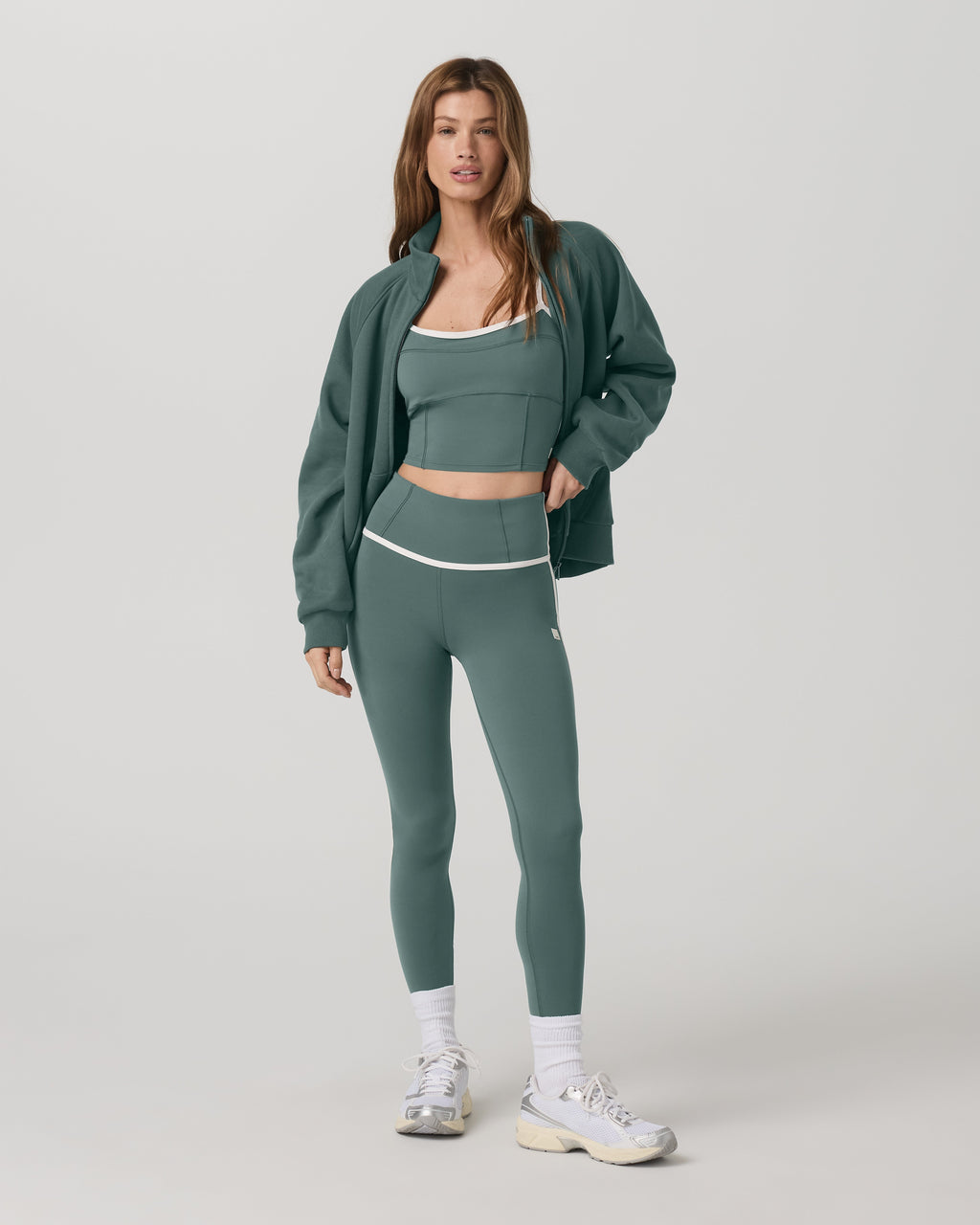 Restore Double Zip Sweatshirt | Agate Green