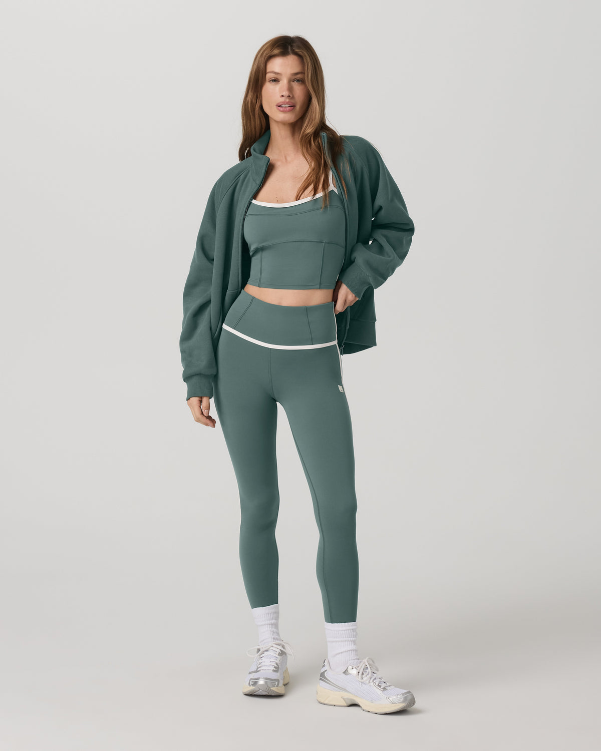 Restore Double Zip Sweatshirt | Agate Green