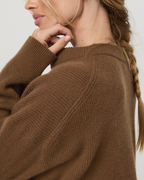 Émilie Cashmere Oversized Rib Crew | Bourbon