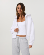 Restore Essential Full Zip Hoodie | White