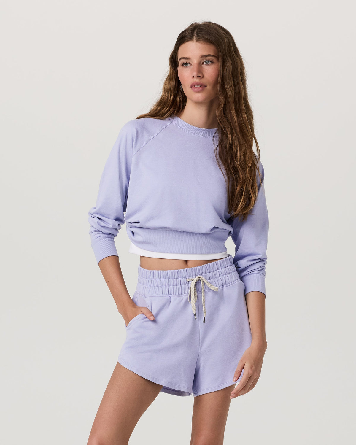Long Sleeve Halo Crew | Lavender Mist Heather