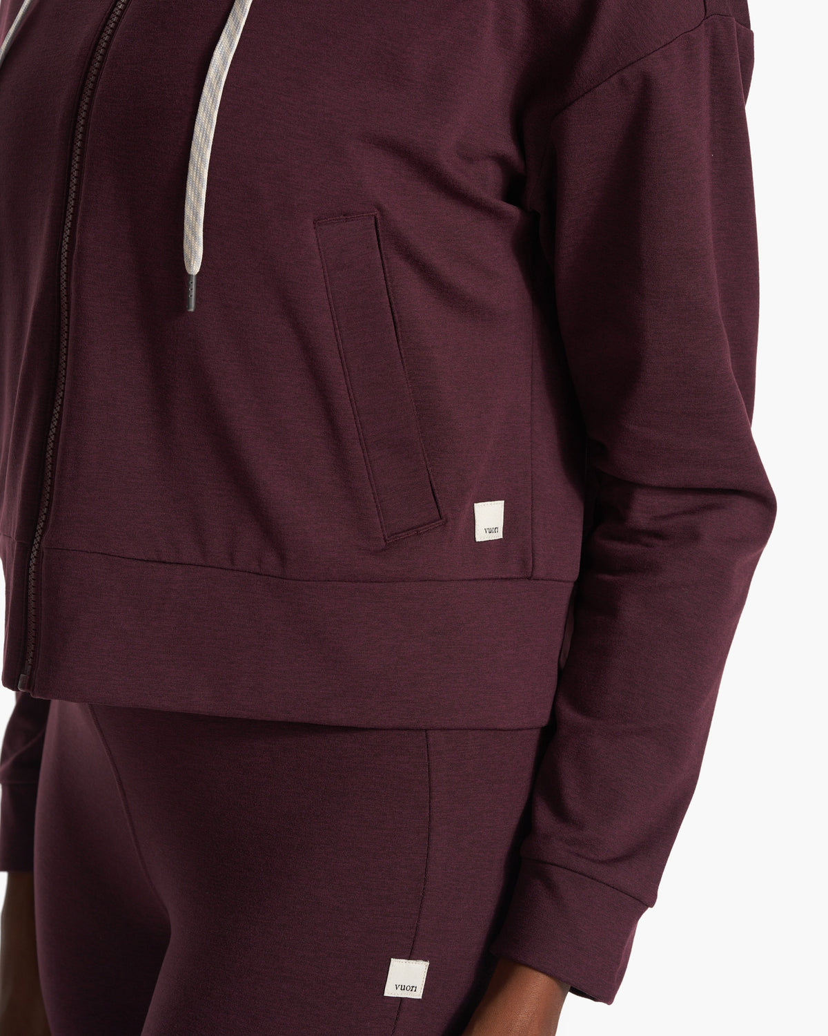 Granite Cropped Hoodie | Cerise Heather