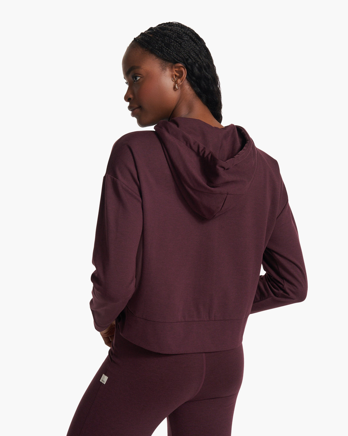 Granite Cropped Hoodie | Cerise Heather