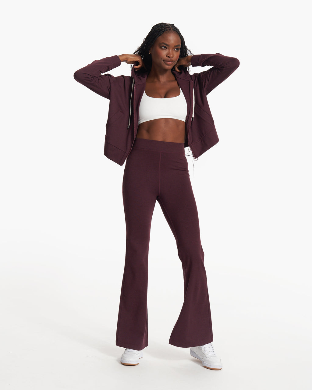 Granite Cropped Hoodie | Cerise Heather