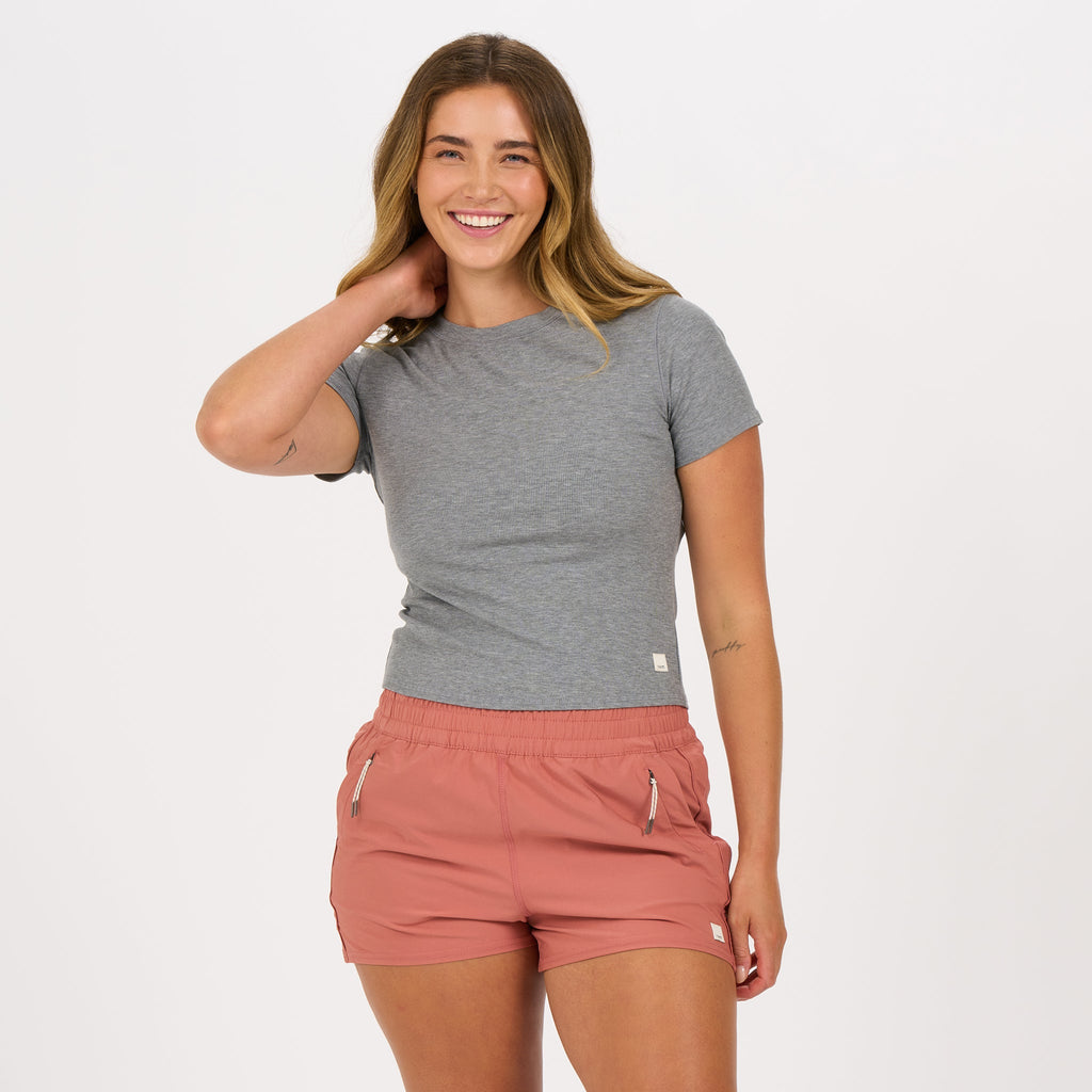 Pose Fitted Tee | Medium Heather Grey