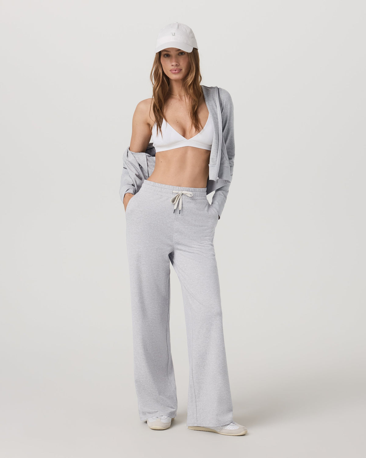 Halo Essential Wideleg Pant - Short | Pale Grey Heather