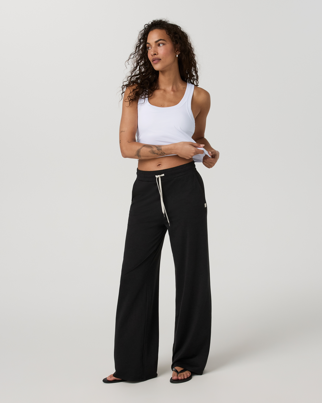 Halo Essential Wideleg Pant - Long | Black Heather