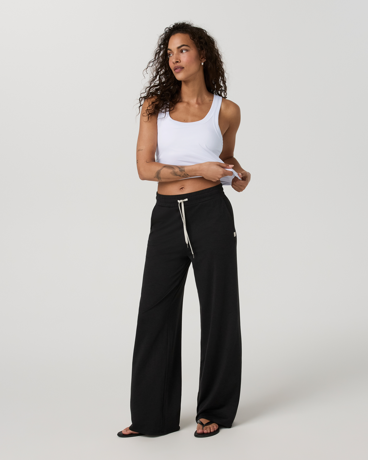 Halo Essential Wideleg Pant - Long | Black Heather