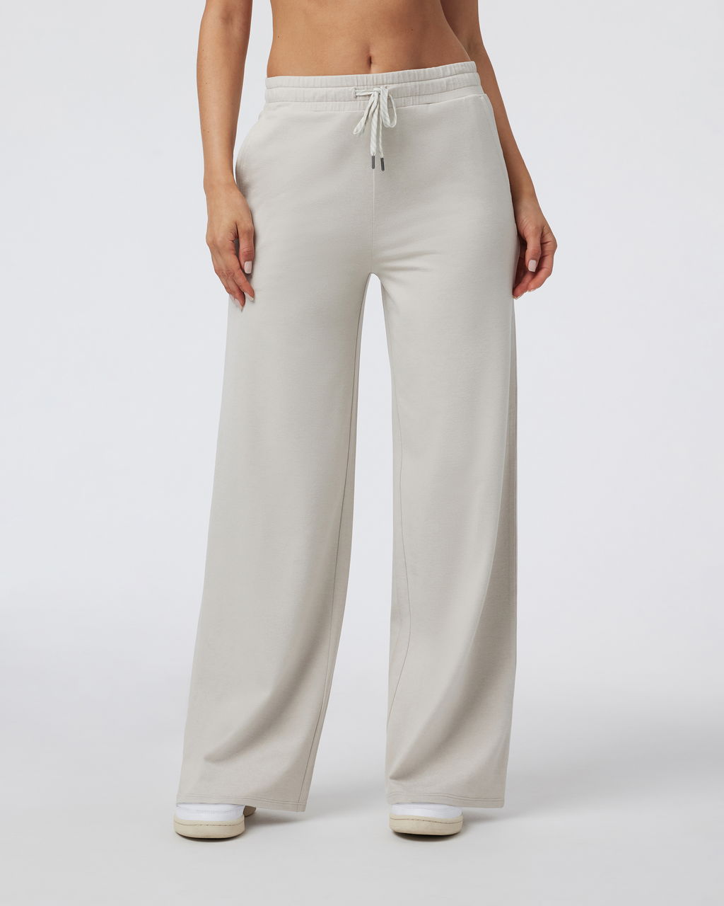 Halo Essential Wideleg Pant - Long | Ecru Heather
