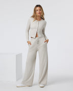 Halo Essential Wideleg Pant | Ecru Heather
