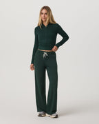 Halo Essential Wideleg Pant - Short | Evergreen Heather