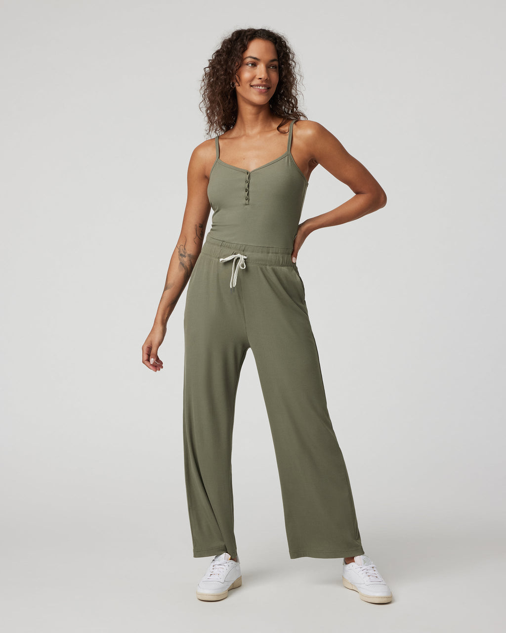 Pose Henley Jumpsuit | Dark Metal