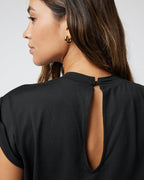 Short Sleeve Lux Crew Jumpsuit | Black