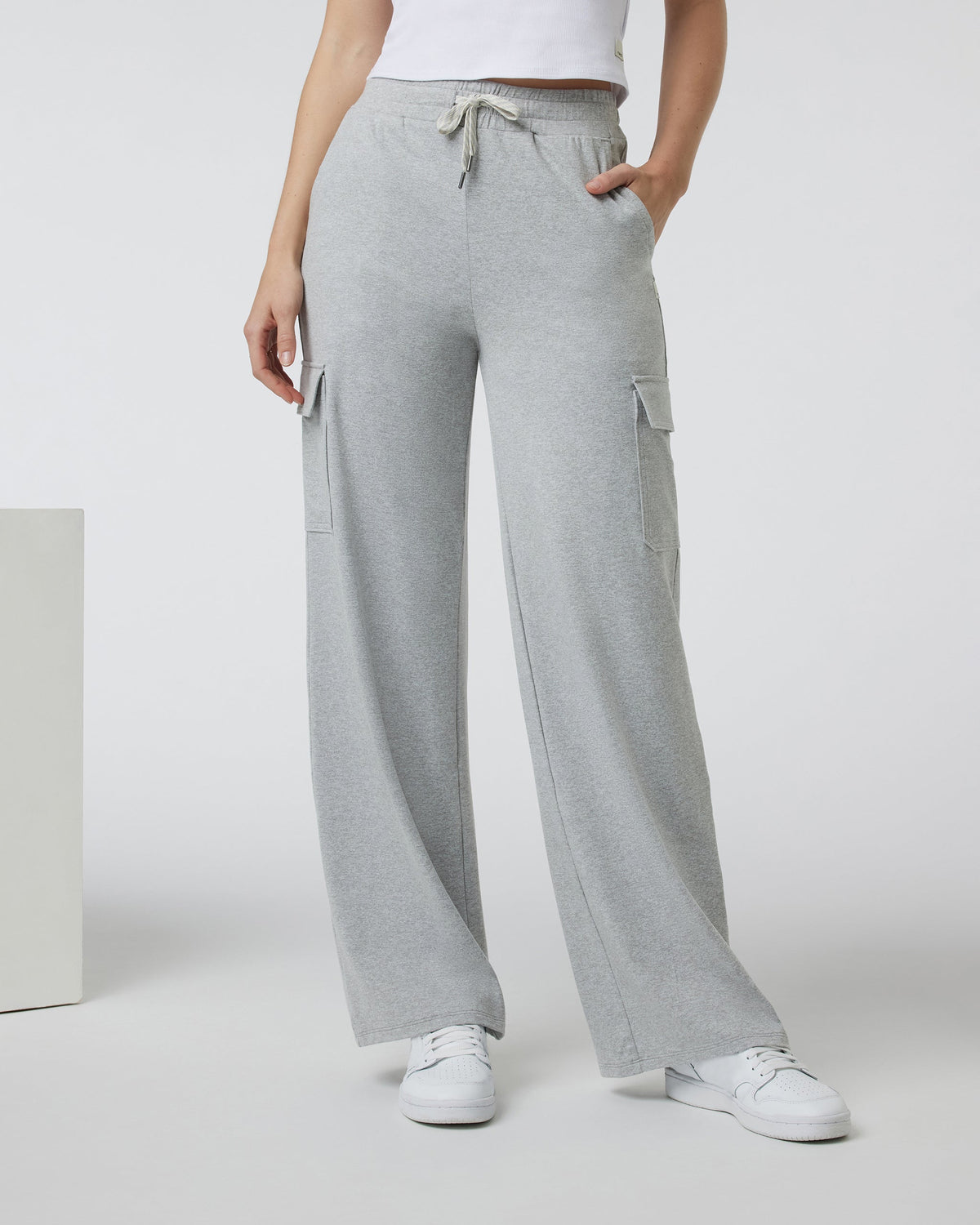 Halo Essential Cargo Wideleg | Pale Grey Heather