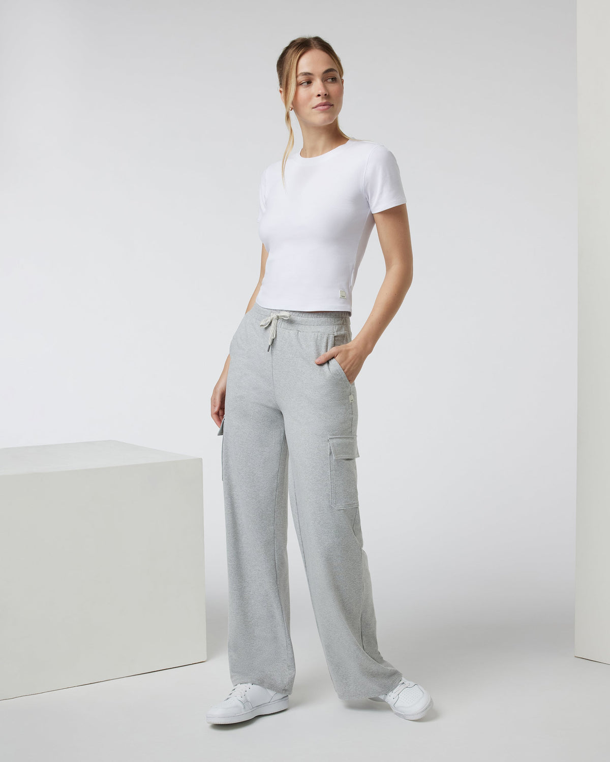 Halo Essential Cargo Wideleg | Pale Grey Heather