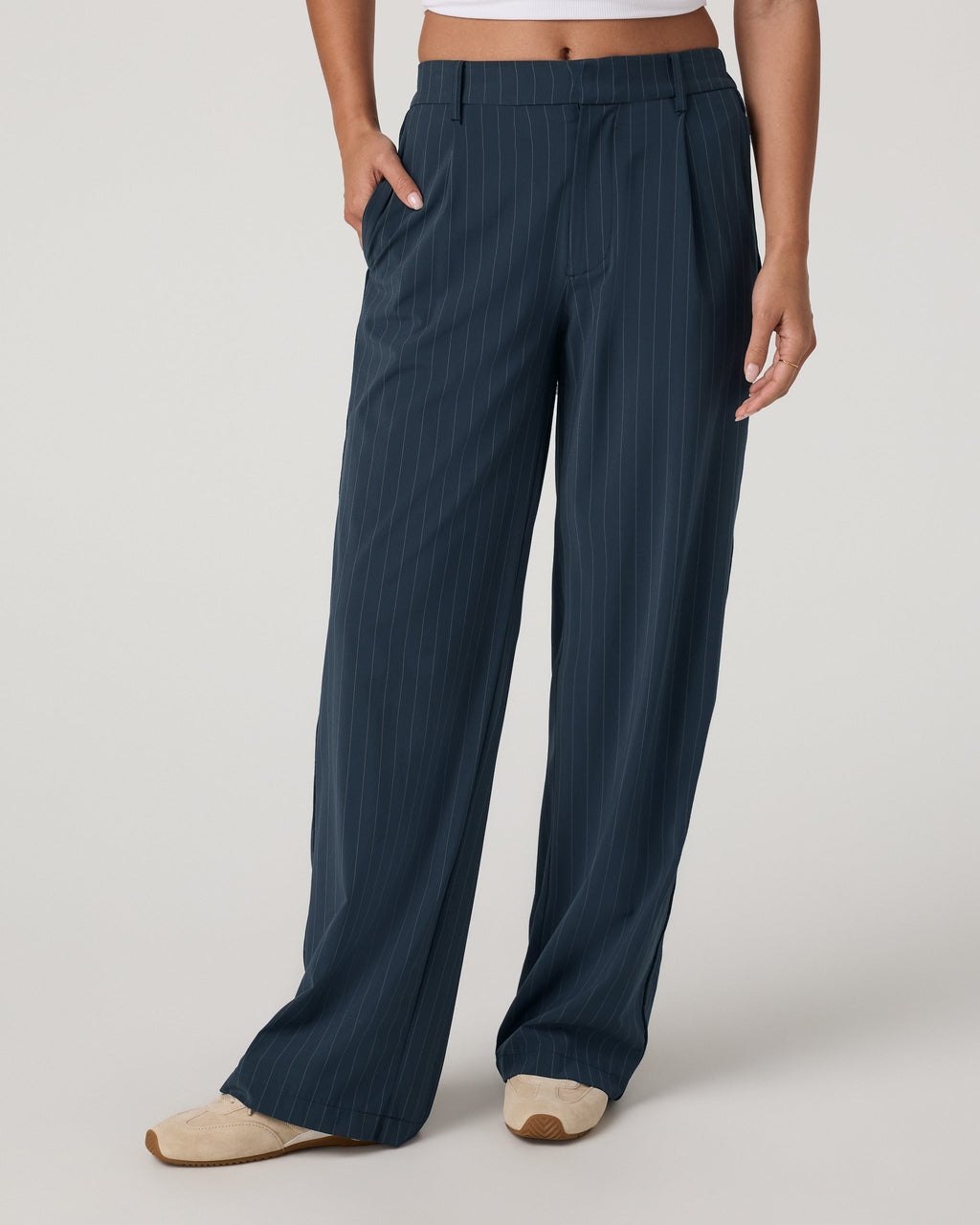 Villa Pinstripe Trouser Pant | Navy Pinstripe