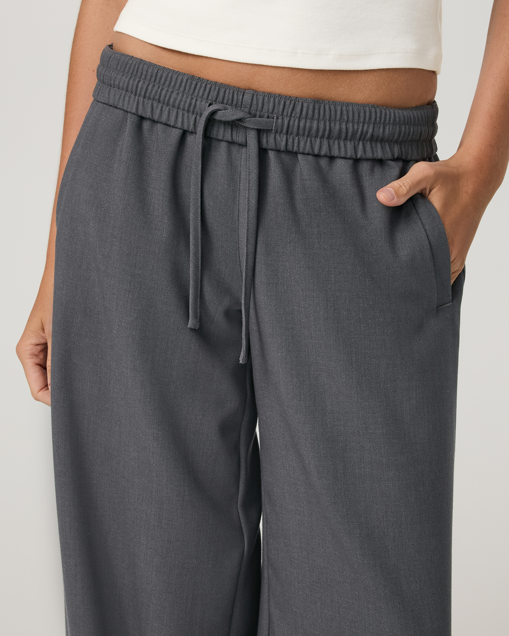 Sander Elastic Waist Trouser | Charcoal Heather