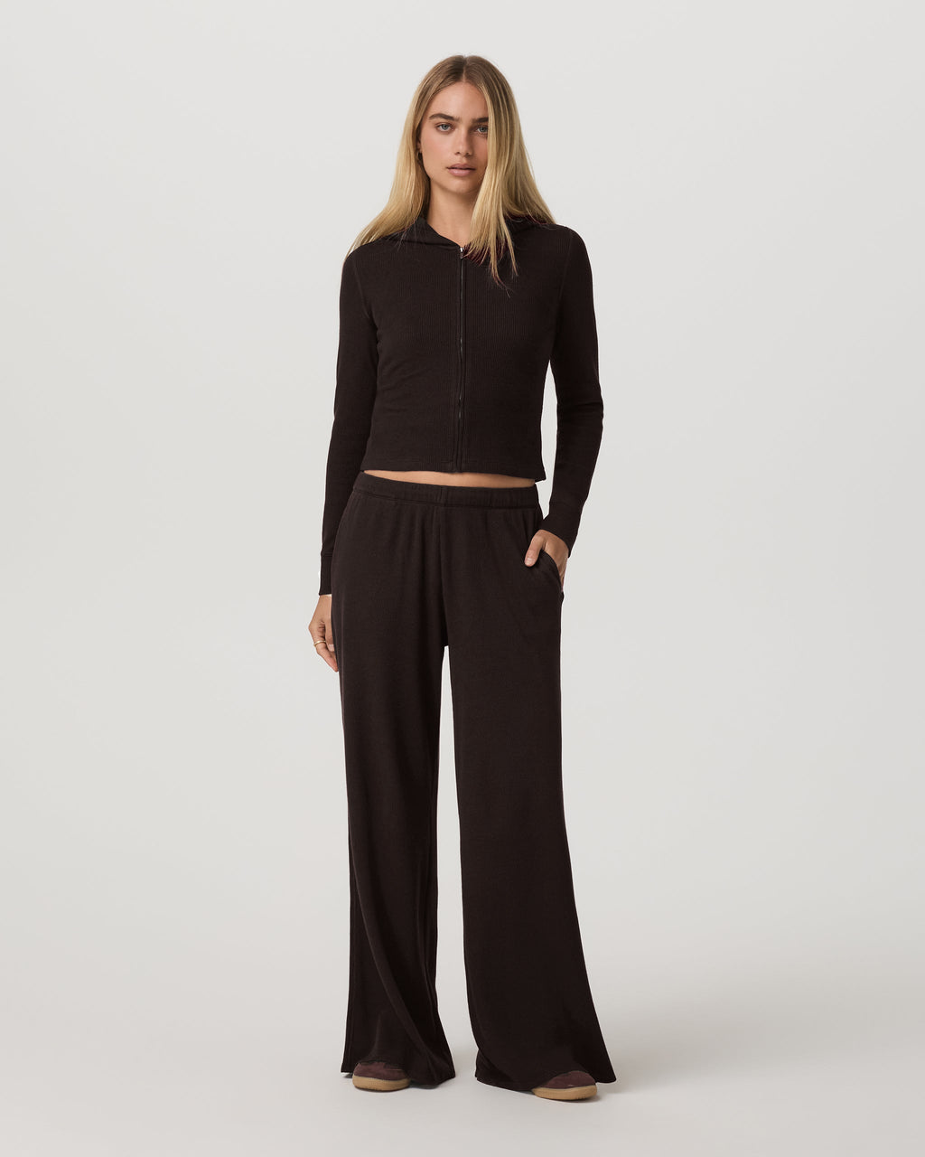 Waffle Wideleg Pant | Dark Java