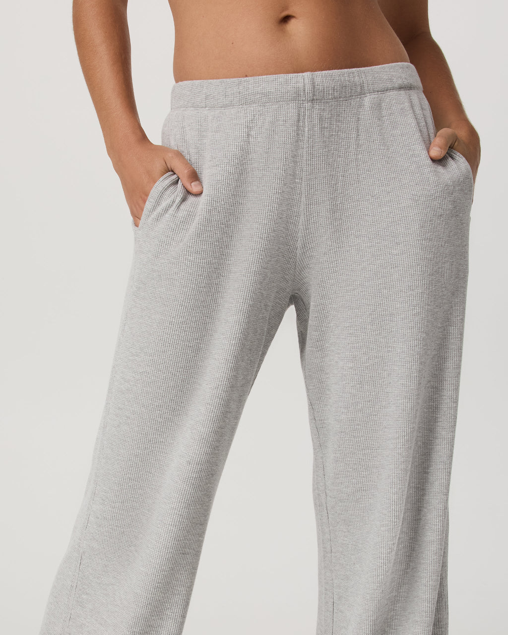 Waffle Wideleg Pant | Light Heather Grey