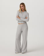 Waffle Wideleg Pant | Light Heather Grey