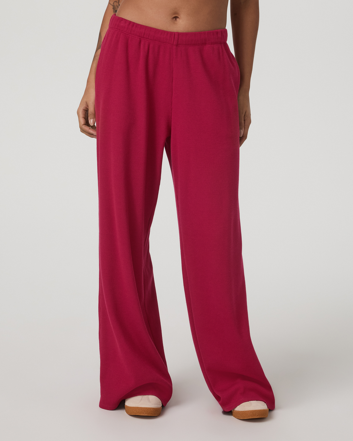 Waffle Wideleg Pant | Strawberry