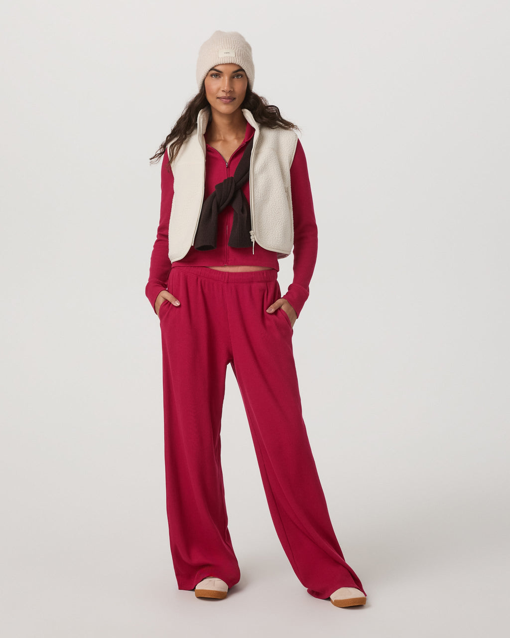 Waffle Wideleg Pant | Strawberry