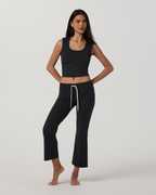 Halo Slim Flare Ankle Pant | Solid Black