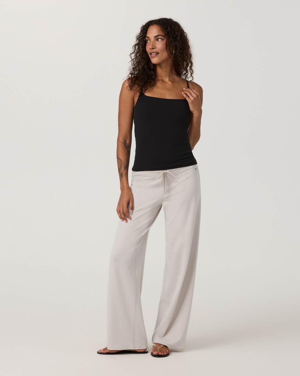 Halo Low Rise Straight Leg Pant - Long | Ecru Heather