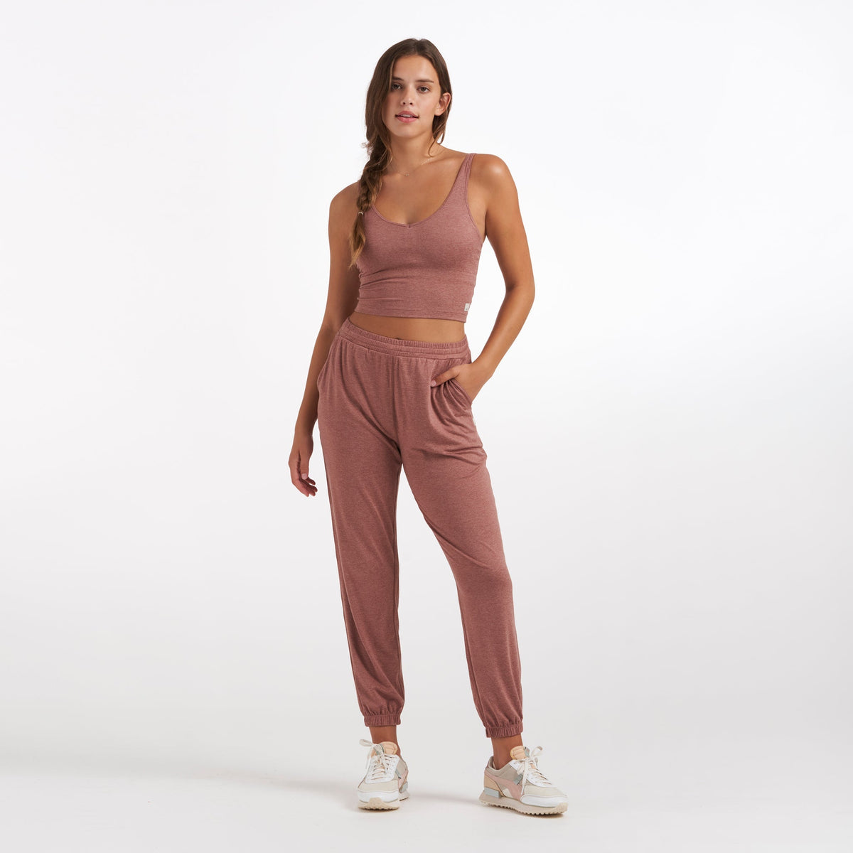 Halo Performance Crop | Light Terracotta Heather