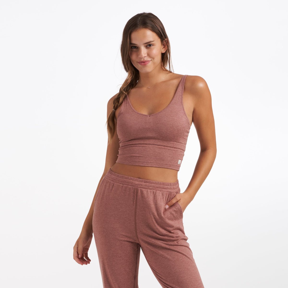 Halo Performance Crop | Light Terracotta Heather