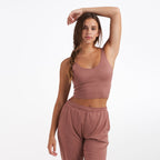 Halo Performance Crop | Light Terracotta Heather