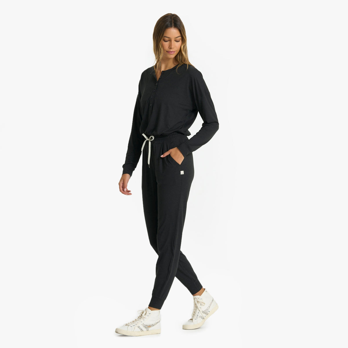Lux Henley Jumpsuit | Black Heather