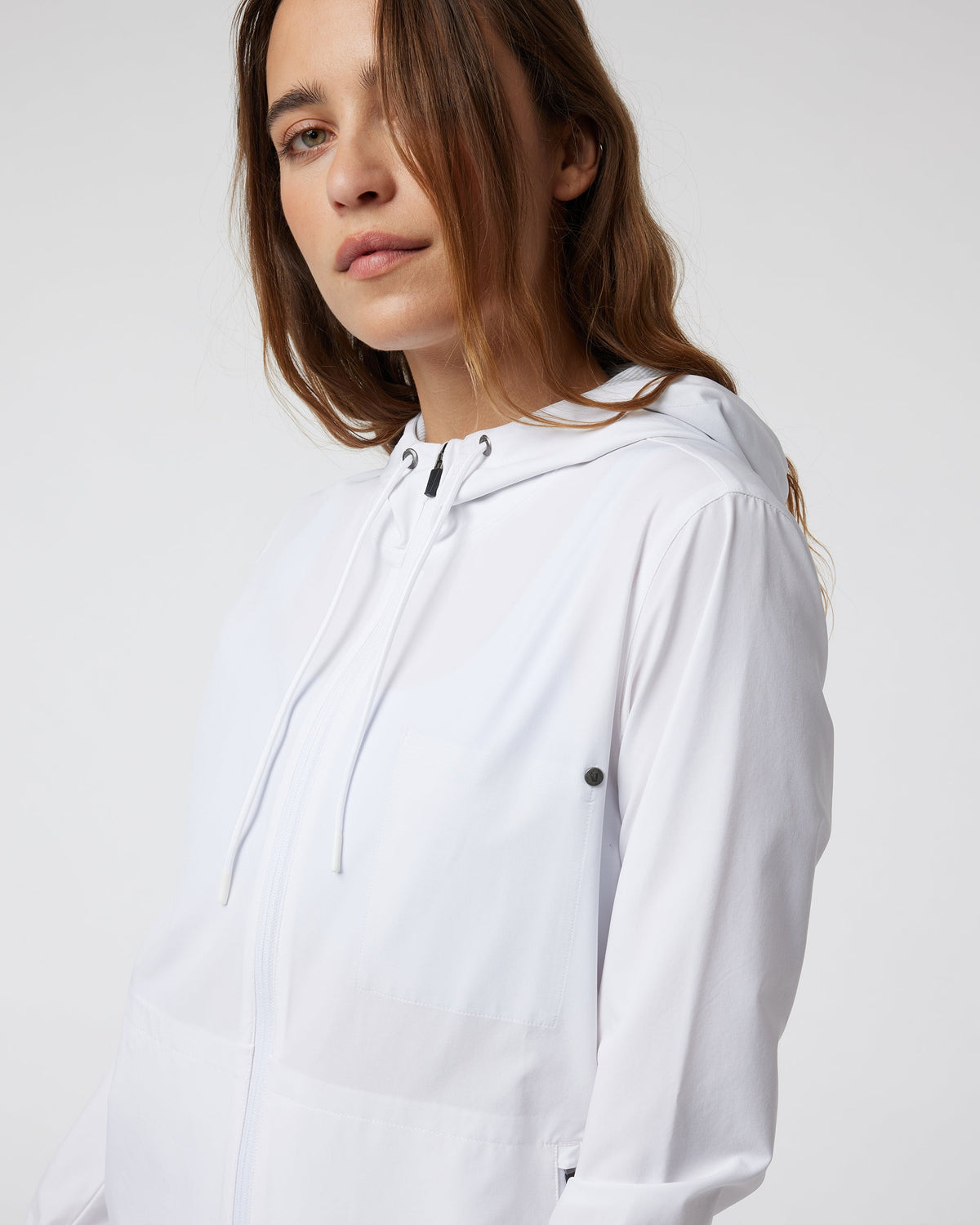 Womens Outdoor Trainer Shell | White Linen Texture