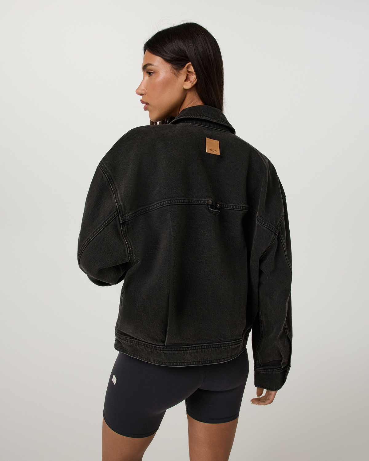 Womens Vuori Vintage Oversized Denim Jacket | Black Wash Denim
