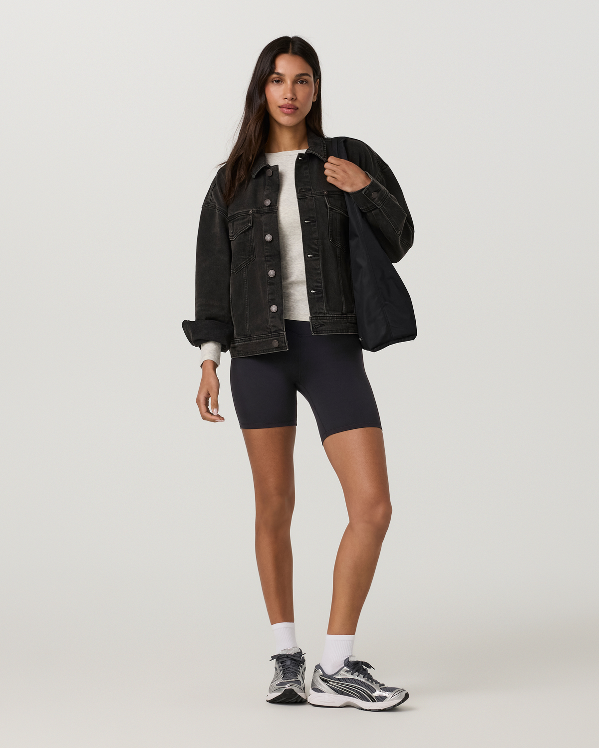 Womens Vuori Vintage Oversized Denim Jacket | Black Wash Denim
